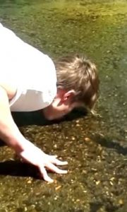 drinking stream water